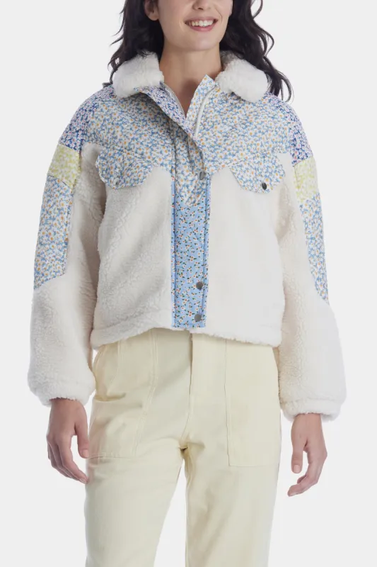 Flower Patch Collared Sherpa Jacket sold by Lord & Taylor