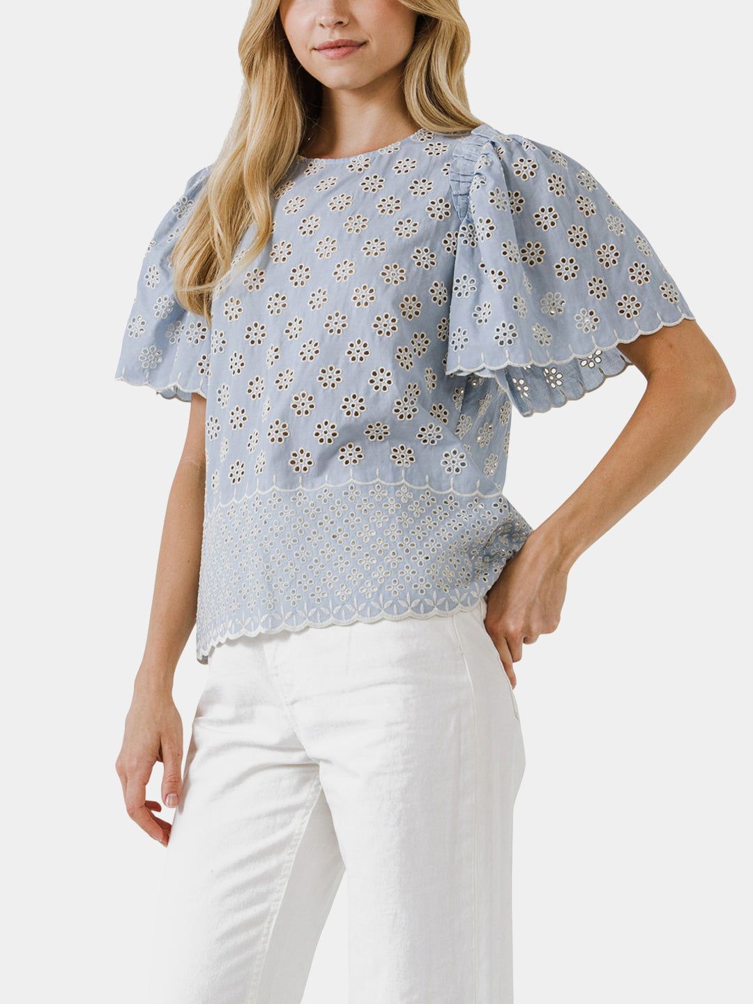 Scalloped Hem Embroidered Top sold by Lord & Taylor product image thumbnail 8