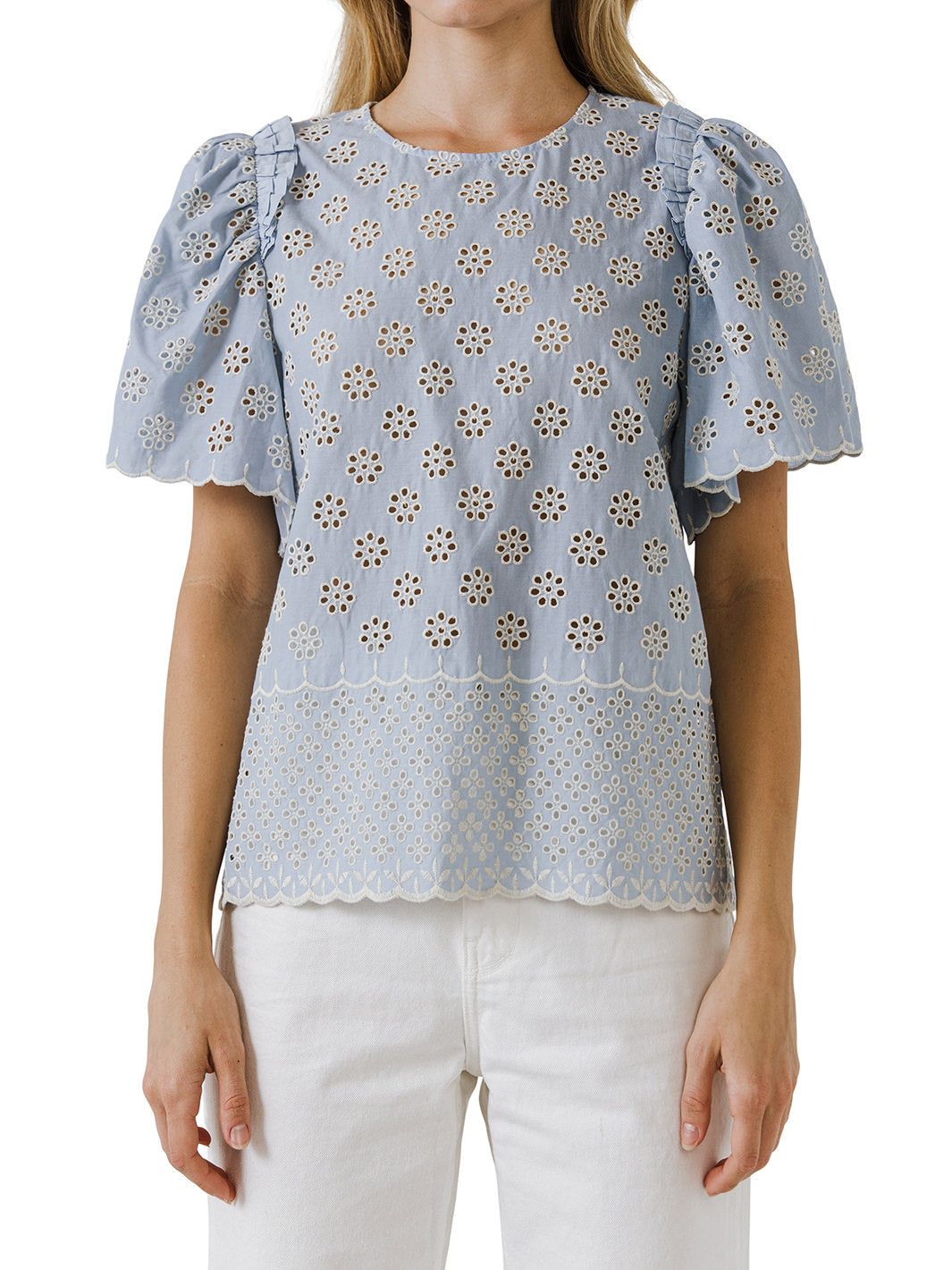 Scalloped Hem Embroidered Top sold by Lord & Taylor product image thumbnail 5