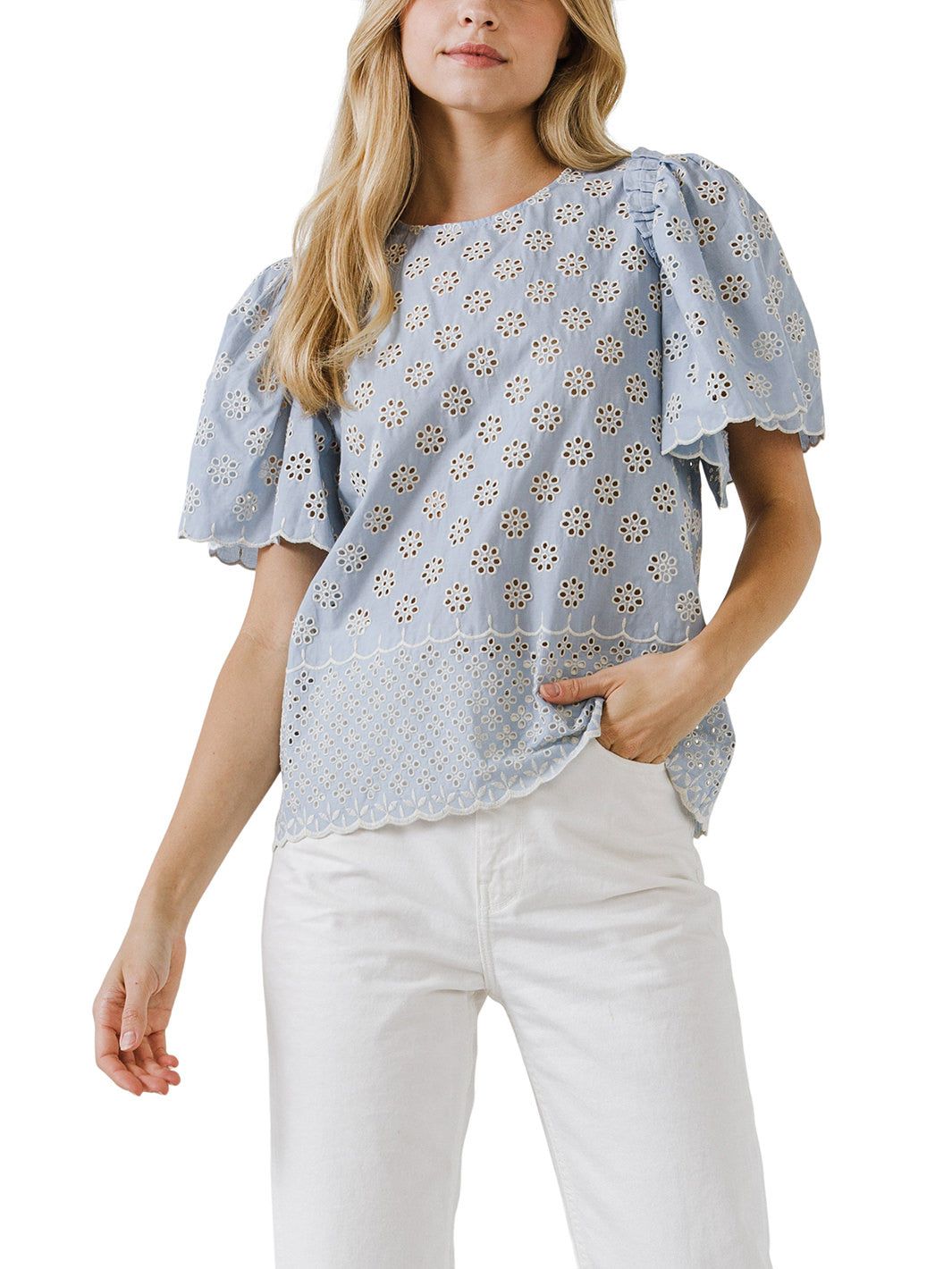 Scalloped Hem Embroidered Top sold by Lord & Taylor product image thumbnail 6