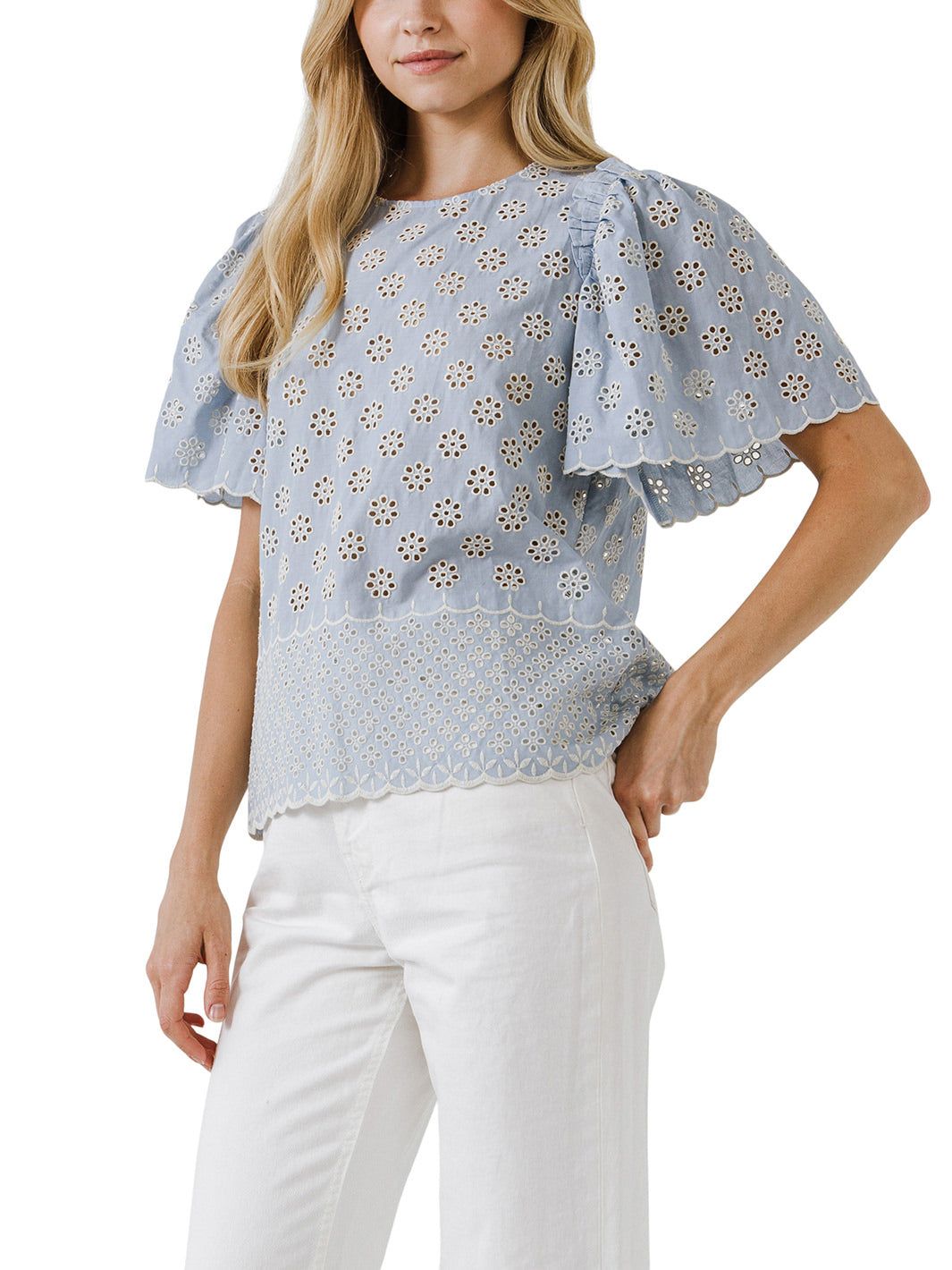 Scalloped Hem Embroidered Top sold by Lord & Taylor product image thumbnail 3
