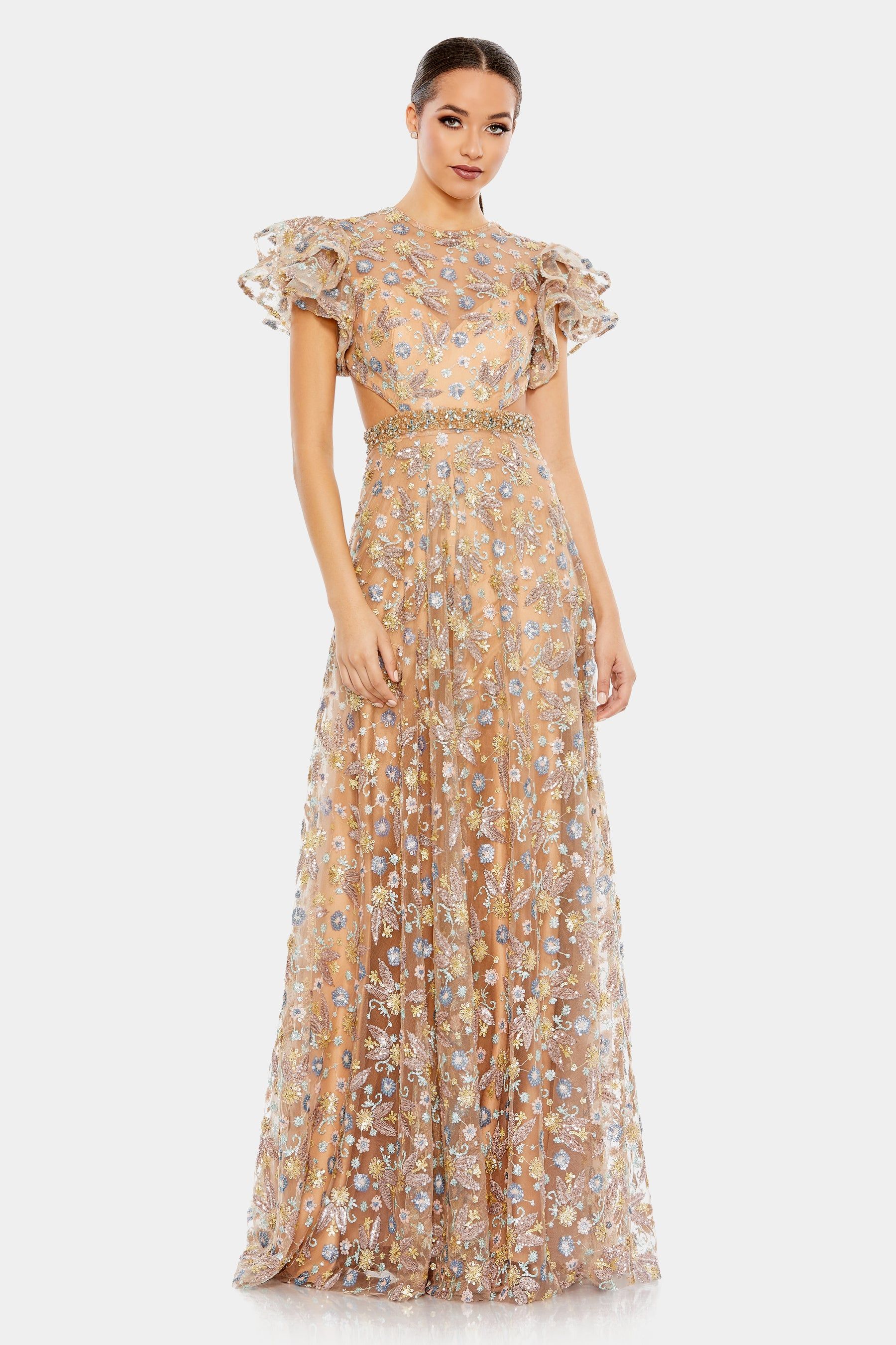 Embellished Butterfly Sleeve Cut Out Gown sold by Lord & Taylor