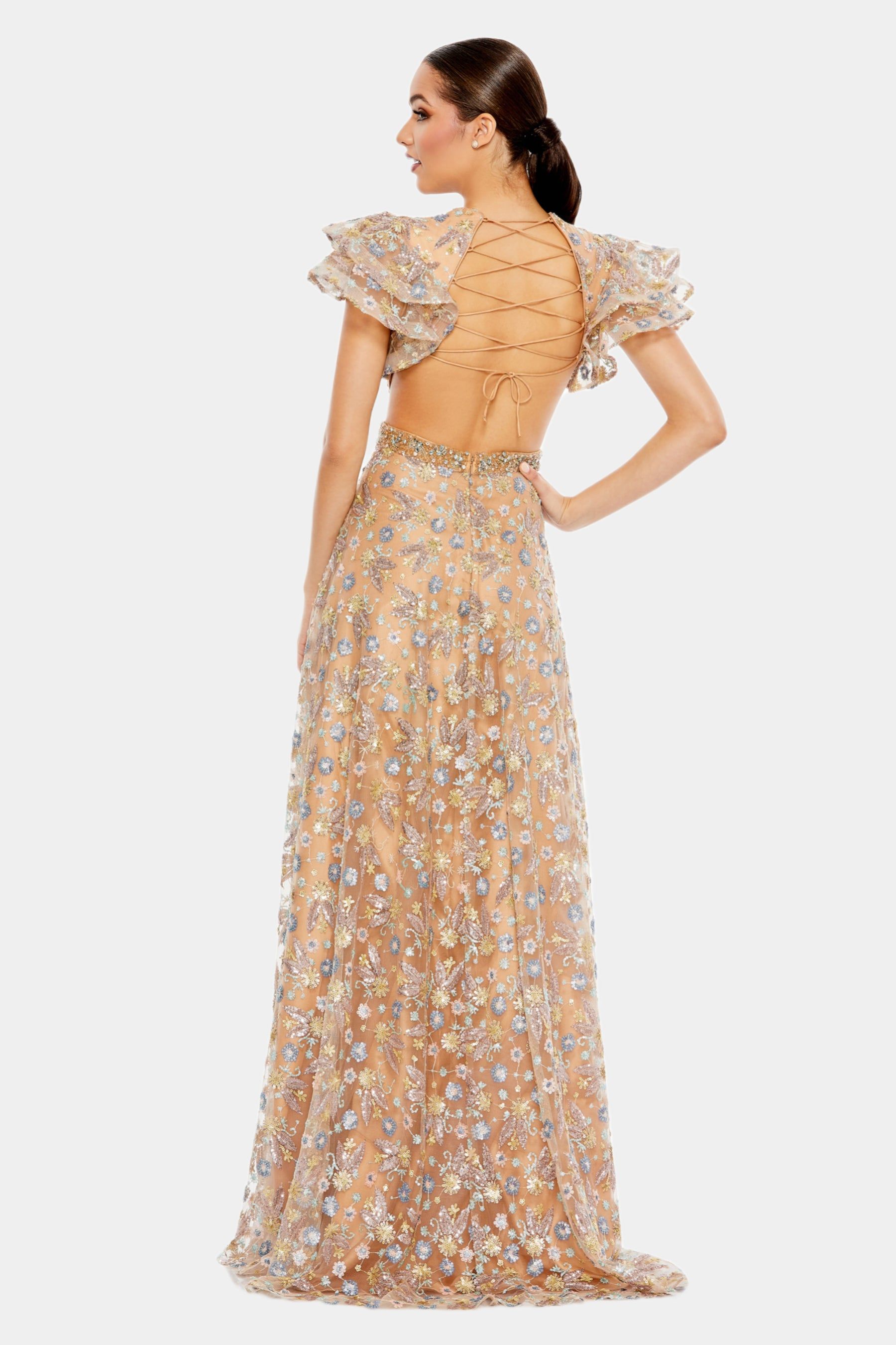 Embellished Butterfly Sleeve Cut Out Gown sold by Lord & Taylor product image thumbnail 3