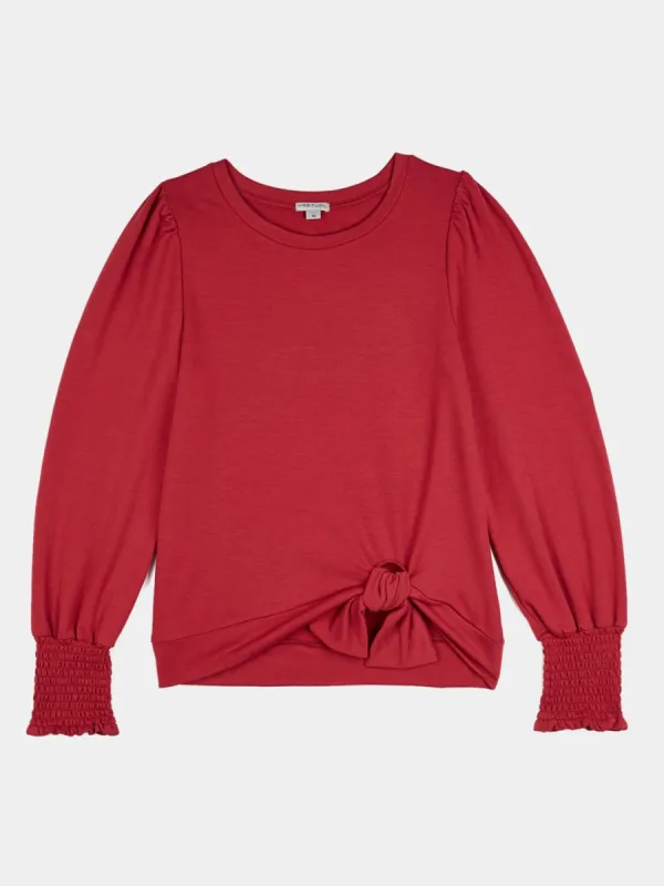 Girls Smocked Sleeve Side Tie Top sold by Lord & Taylor