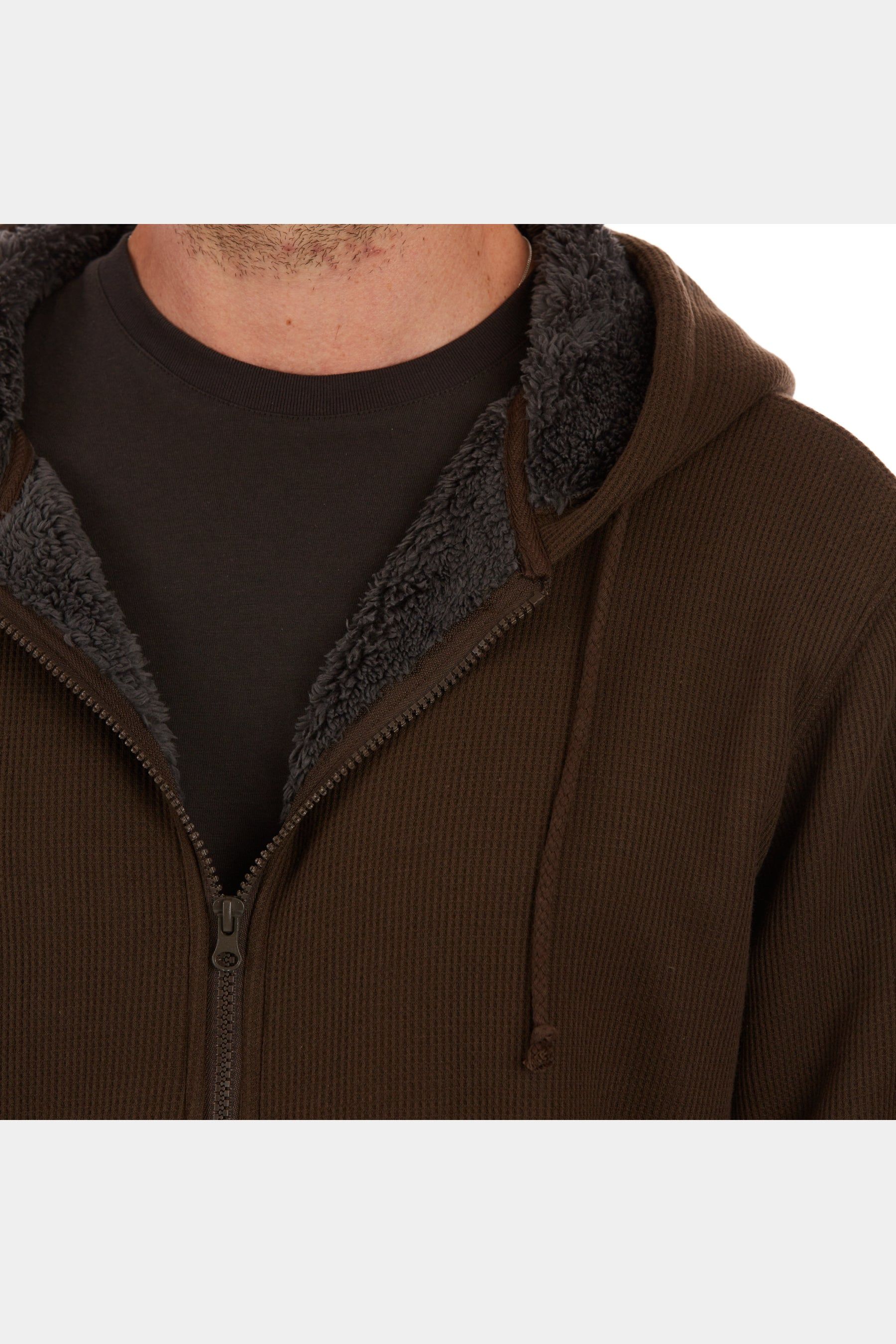 Sherpa-Bonded Thermal Knit Hooded Jacket sold by Lord & Taylor product image thumbnail 3
