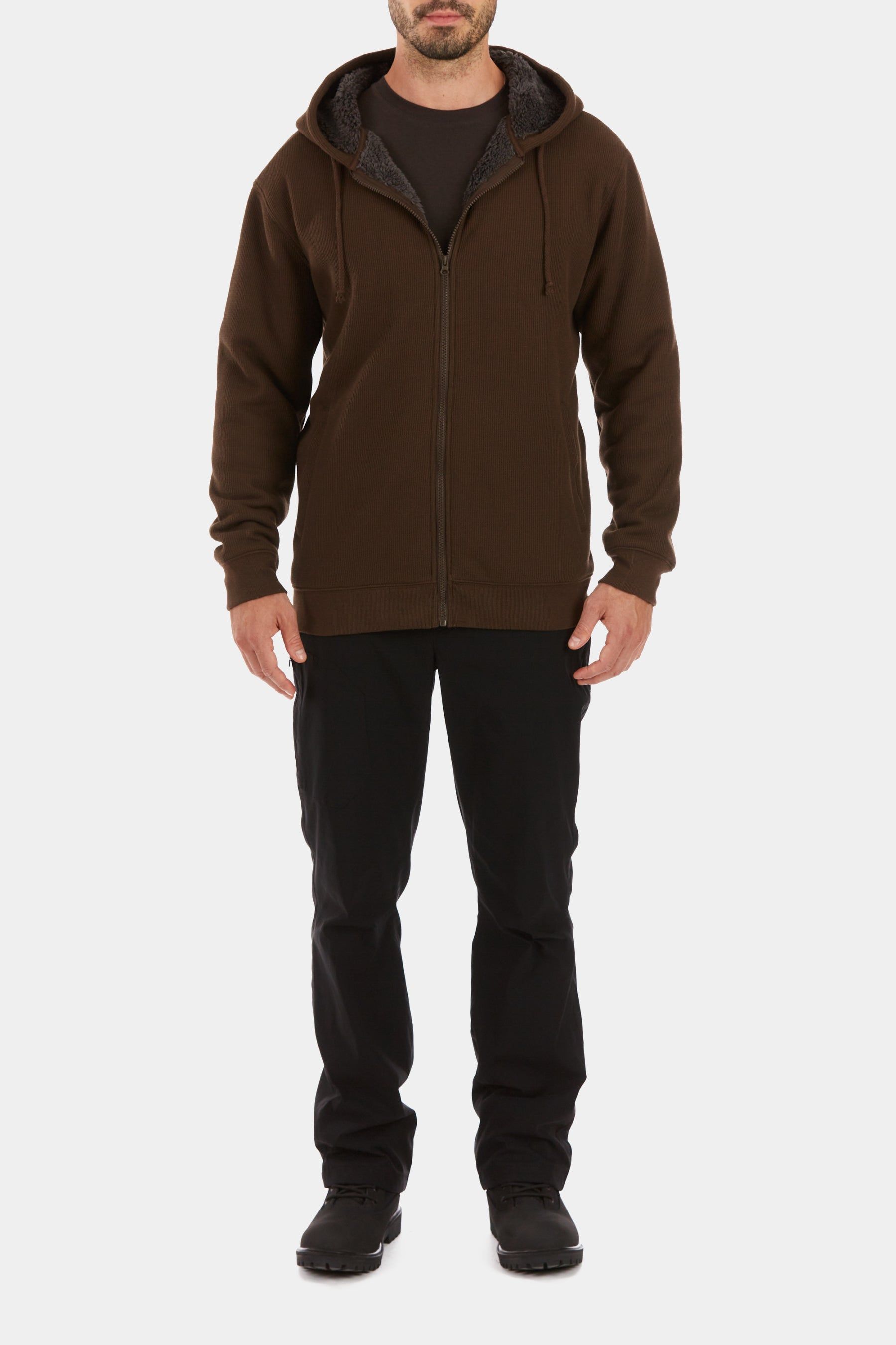 Sherpa-Bonded Thermal Knit Hooded Jacket sold by Lord & Taylor product image thumbnail 4