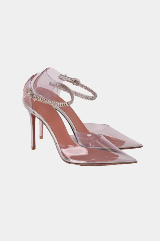 Ursina Crystal-Embellished PVC & Metallic Leather Pump made by Amina Muaddi