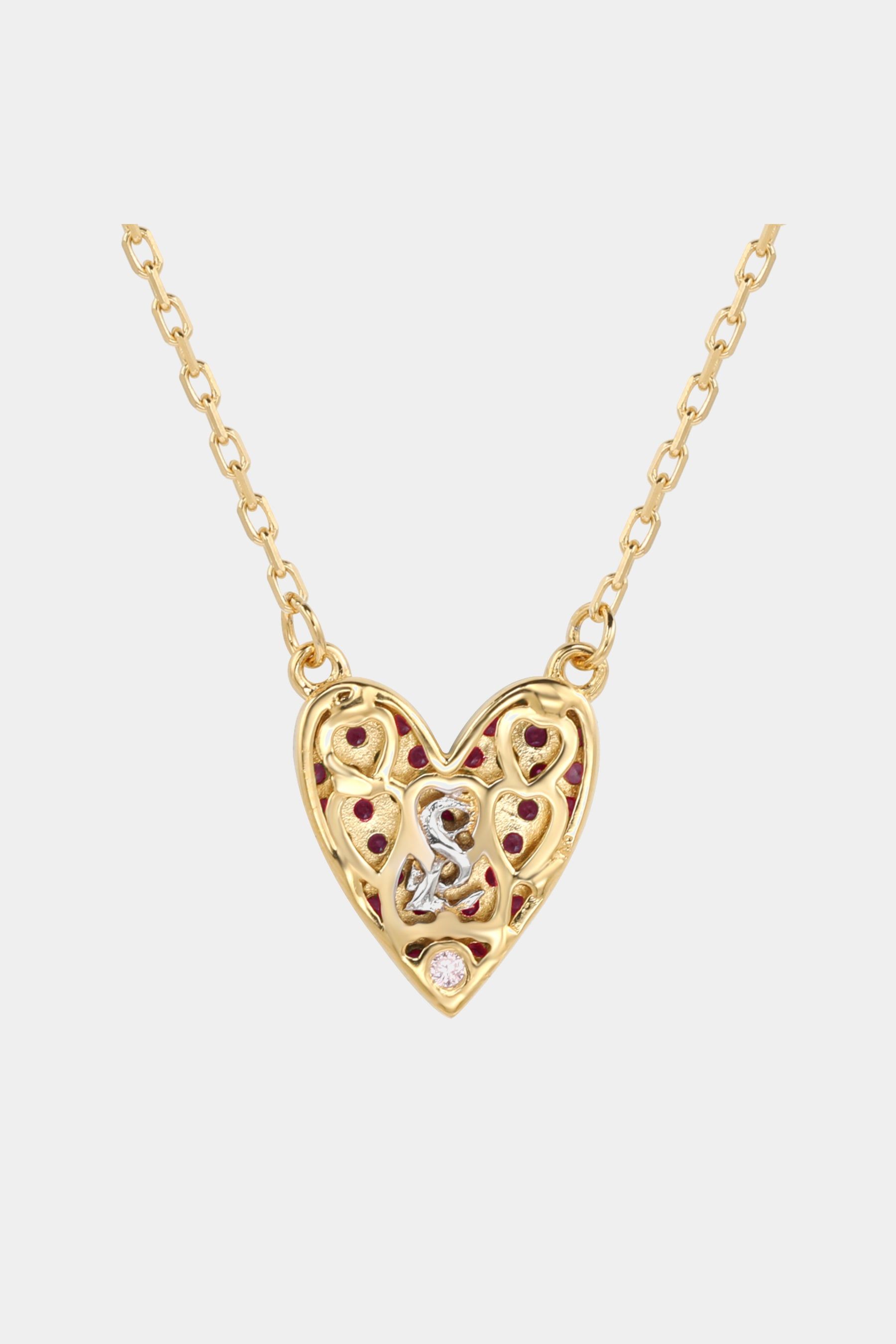 Red Cubic Zirconia Golden Sterling Silver Heart Necklace sold by Lord & Taylor product image thumbnail 3