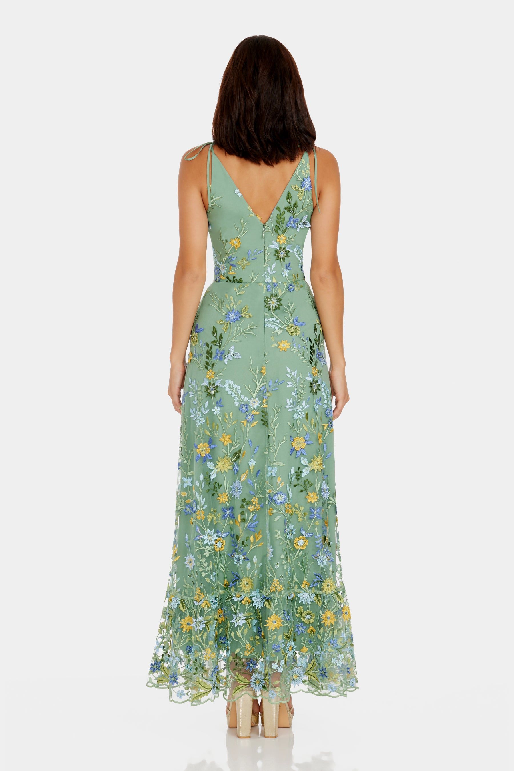 Sunny Sleeveless V Neck Ruffle Hem Maxi Dress sold by Lord & Taylor product image thumbnail 2