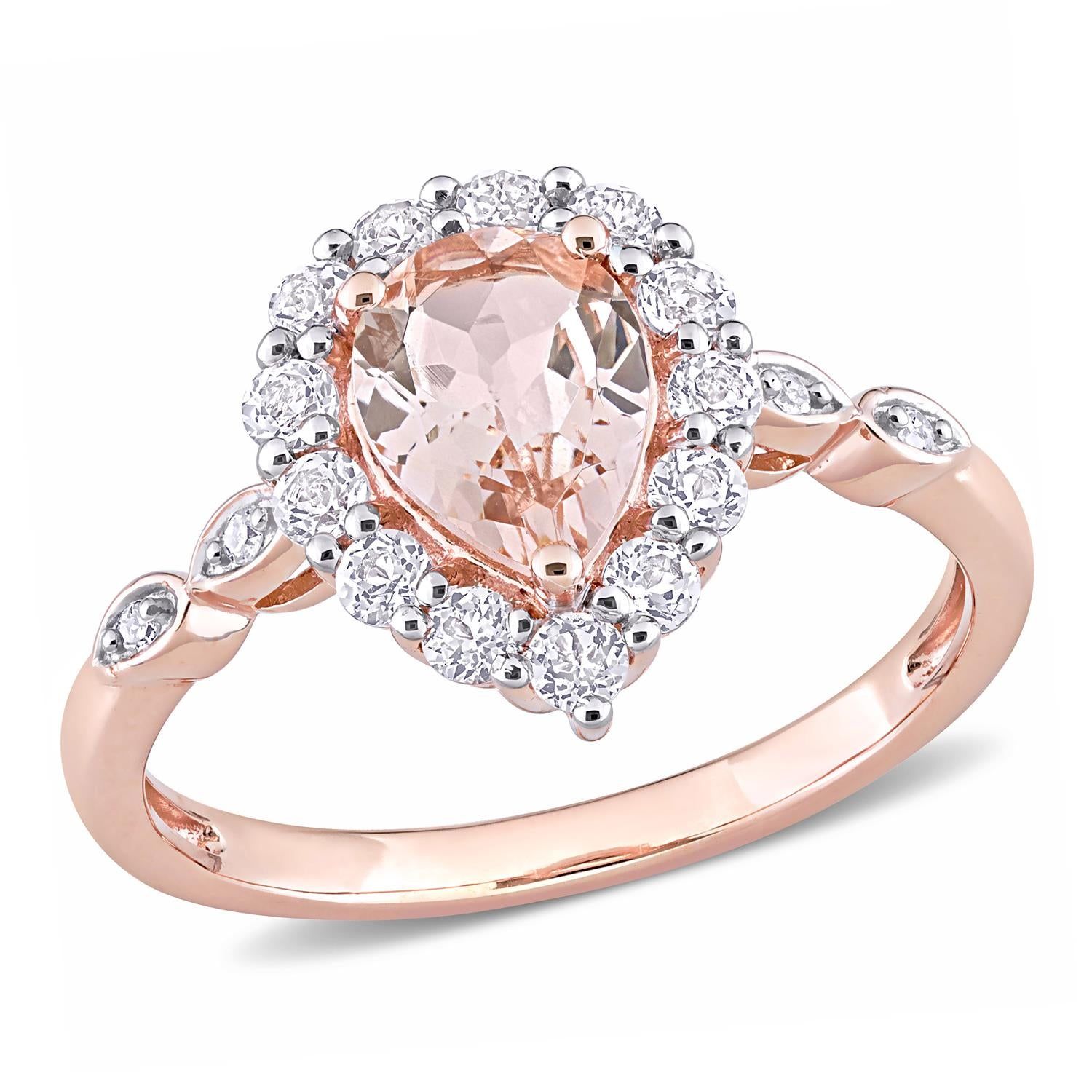 10k Rose Gold Morganite White Topaz and Diamond Accent Ring sold by Lord & Taylor product image thumbnail 7