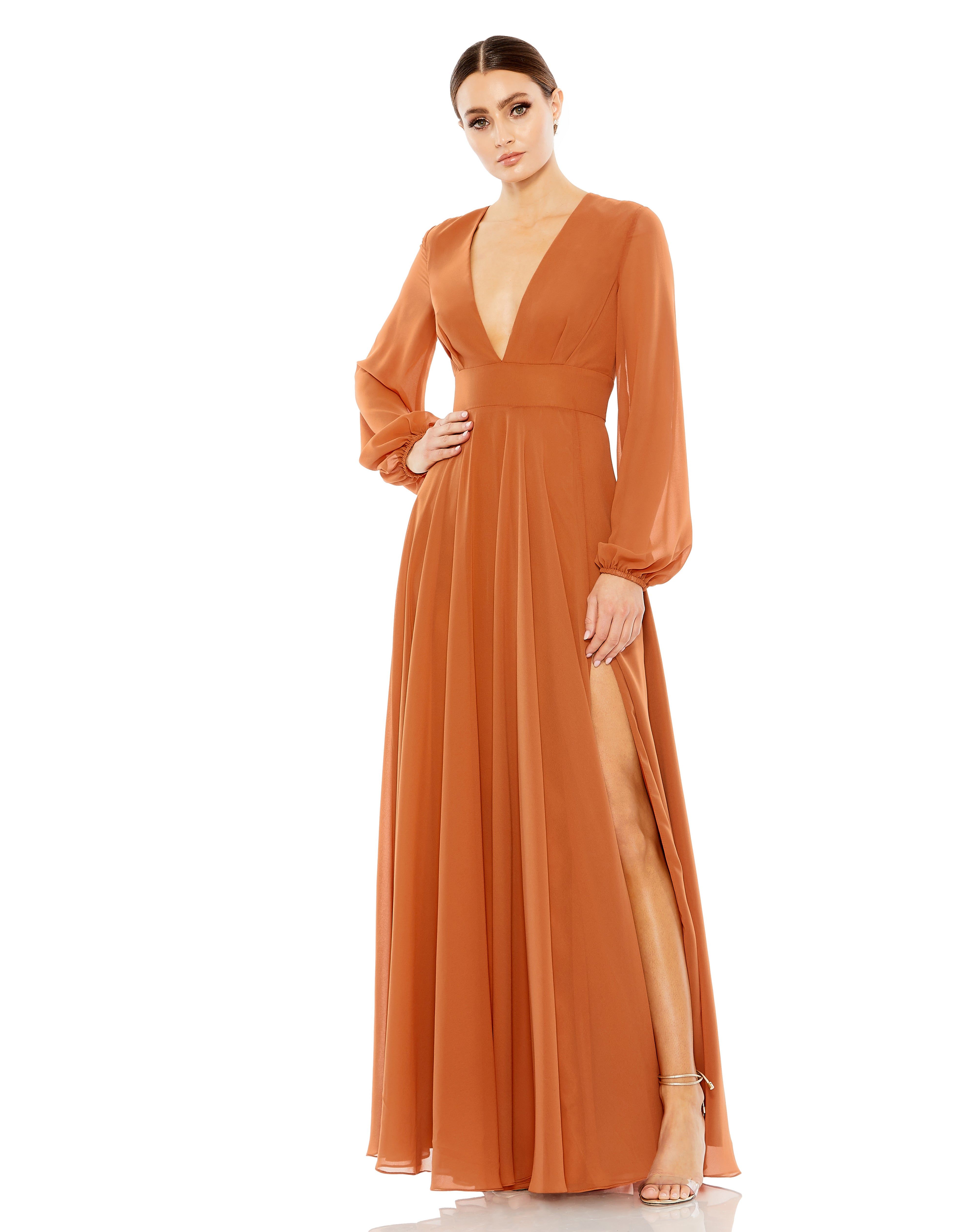 V-Neck Illusion Long Sleeve Gown sold by Lord & Taylor product image thumbnail 10
