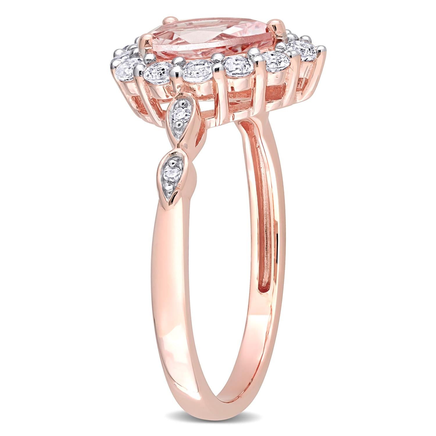 10k Rose Gold Morganite White Topaz and Diamond Accent Ring sold by Lord & Taylor product image thumbnail 2