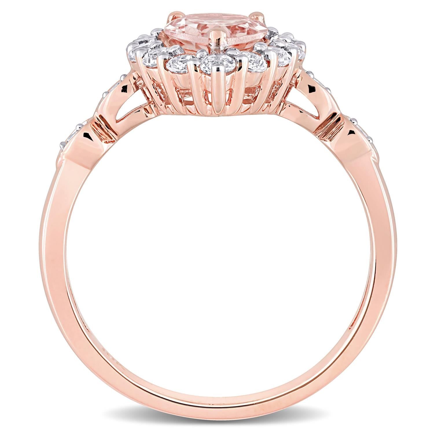 10k Rose Gold Morganite White Topaz and Diamond Accent Ring sold by Lord & Taylor product image thumbnail 3