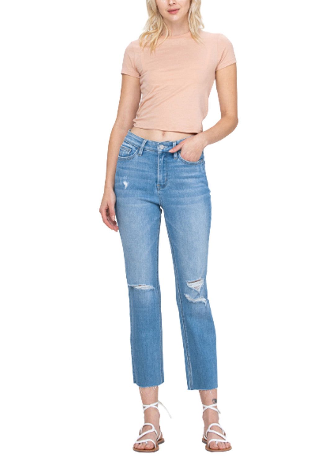 High Rise Crop Straight Jean sold by Lord & Taylor