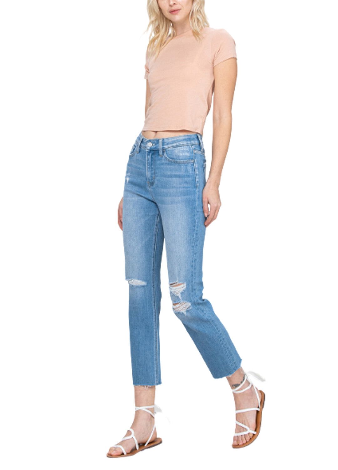 High Rise Crop Straight Jean sold by Lord & Taylor product image thumbnail 2