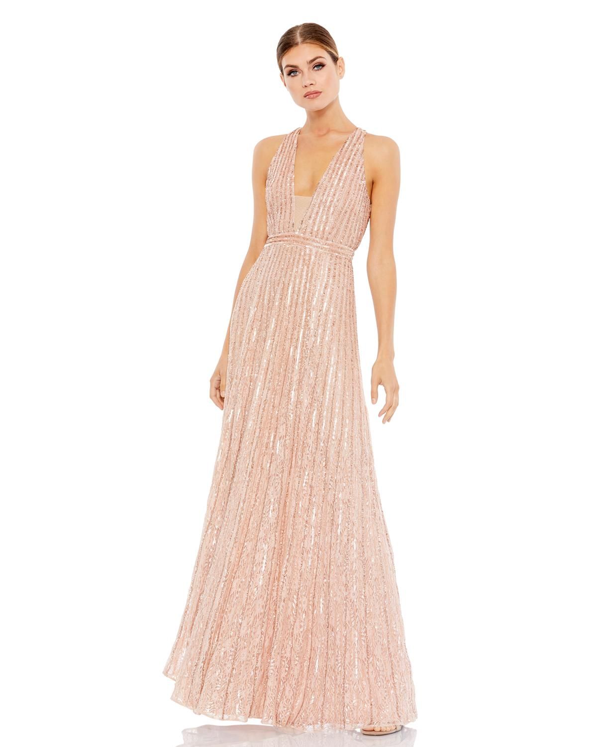 Sequined Sleeveless Plunge Neck Flowy Gown sold by Lord & Taylor product image thumbnail 5