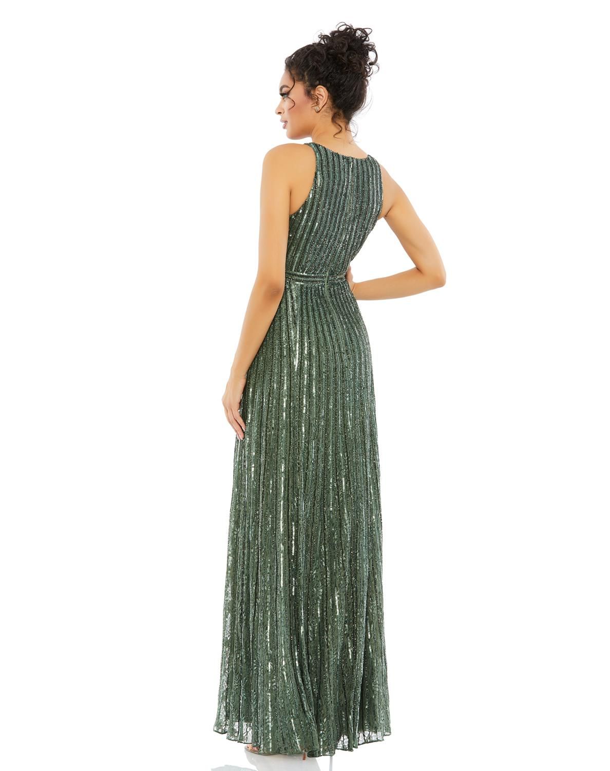 Sequined Sleeveless Plunge Neck Flowy Gown sold by Lord & Taylor product image thumbnail 2