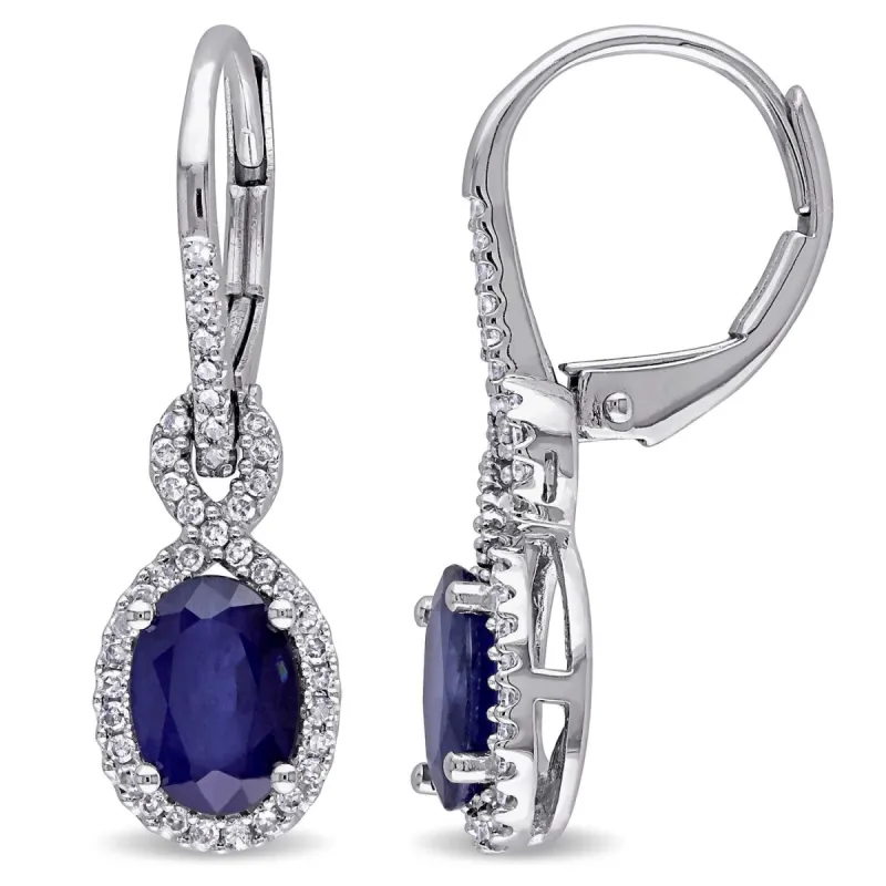 10K White Gold Sapphire and Diamond Earrings sold by Lord & Taylor