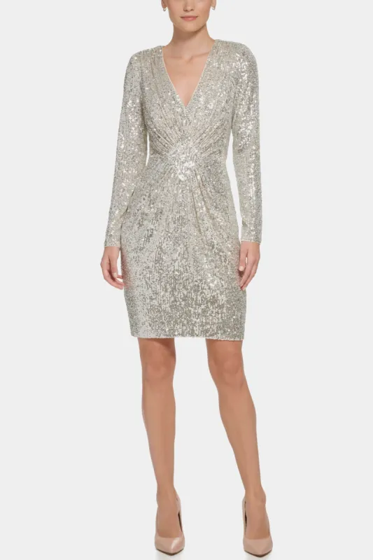 Long Sleeve V-Neck Cocktail Dress sold by Lord & Taylor