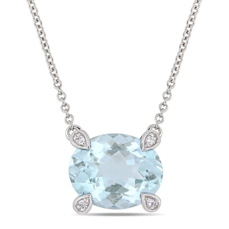 10K White Gold Aquamarine and Diamond Accent Necklace sold by Lord & Taylor