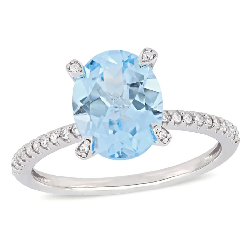 10k White Gold Blue Topaz and Diamond Ring sold by Lord & Taylor