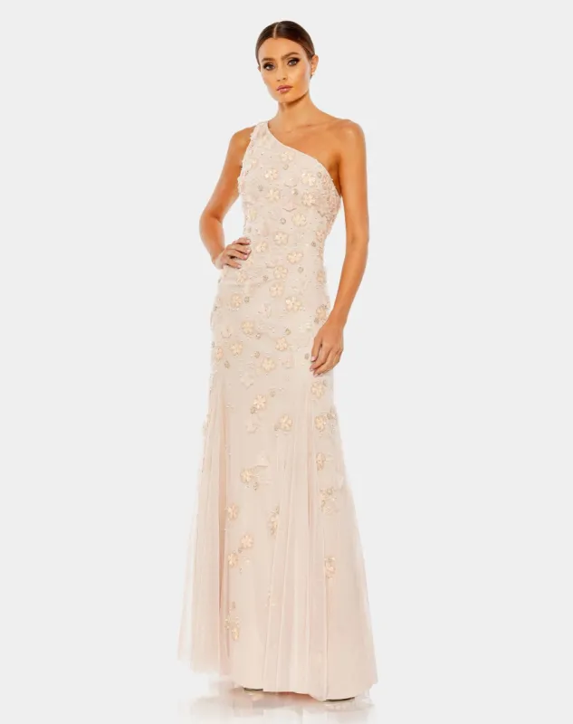 Embellished One Shoulder Strappy Trumpet Gown sold by Lord & Taylor