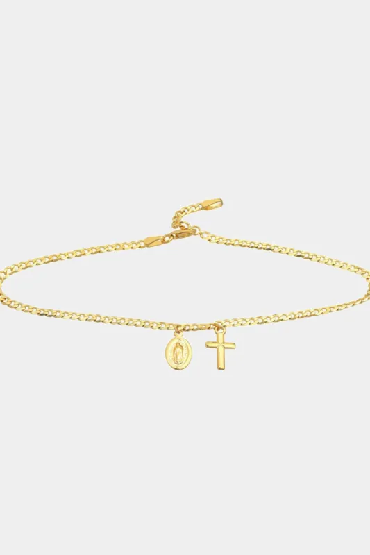 Cross And Mary Dangles Curb Chain Anklet sold by Lord & Taylor