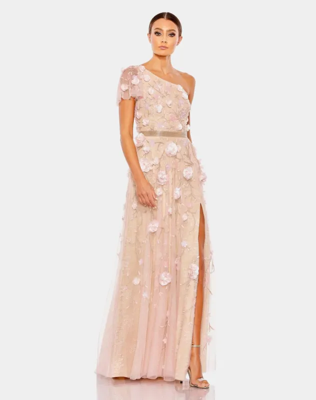 Floral Embellished One Shoulder A Line Gown sold by Lord & Taylor