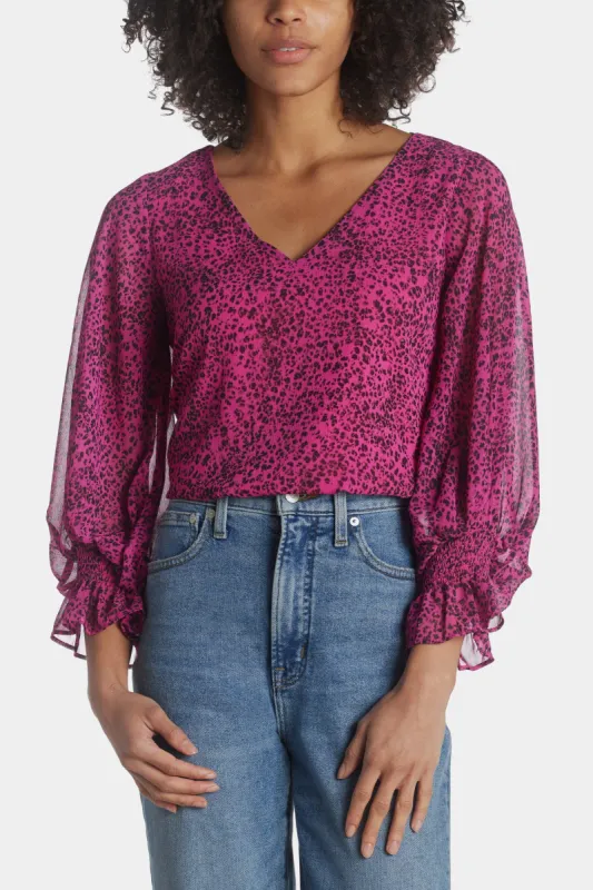 V Neck Blouson Sleeve Blouse sold by Lord & Taylor