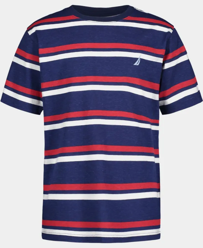 Boys Two Tone Striped Short Sleeve T-Shirt made by Nautica