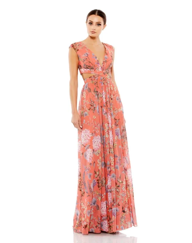 Cut Out Cap Sleeve V Neck Gown sold by Lord & Taylor