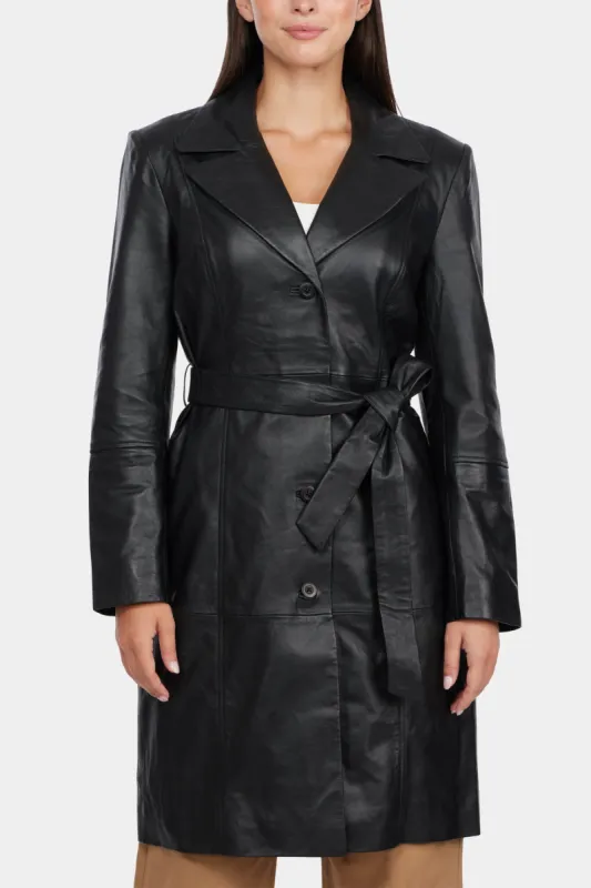 Tinsley Single Breasted Leather Trench Coat sold by Lord & Taylor