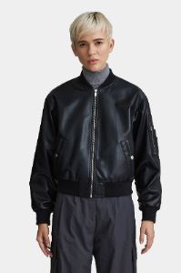 Vegan Leather Zip Up Bomber Jacket sold by Lord & Taylor
