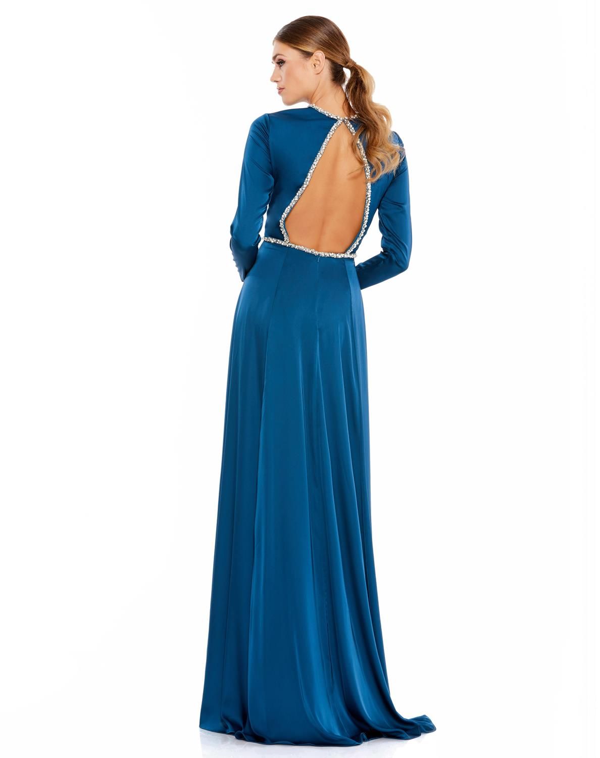 Beaded Trim High Neck Open Back Gown sold by Lord & Taylor product image thumbnail 6