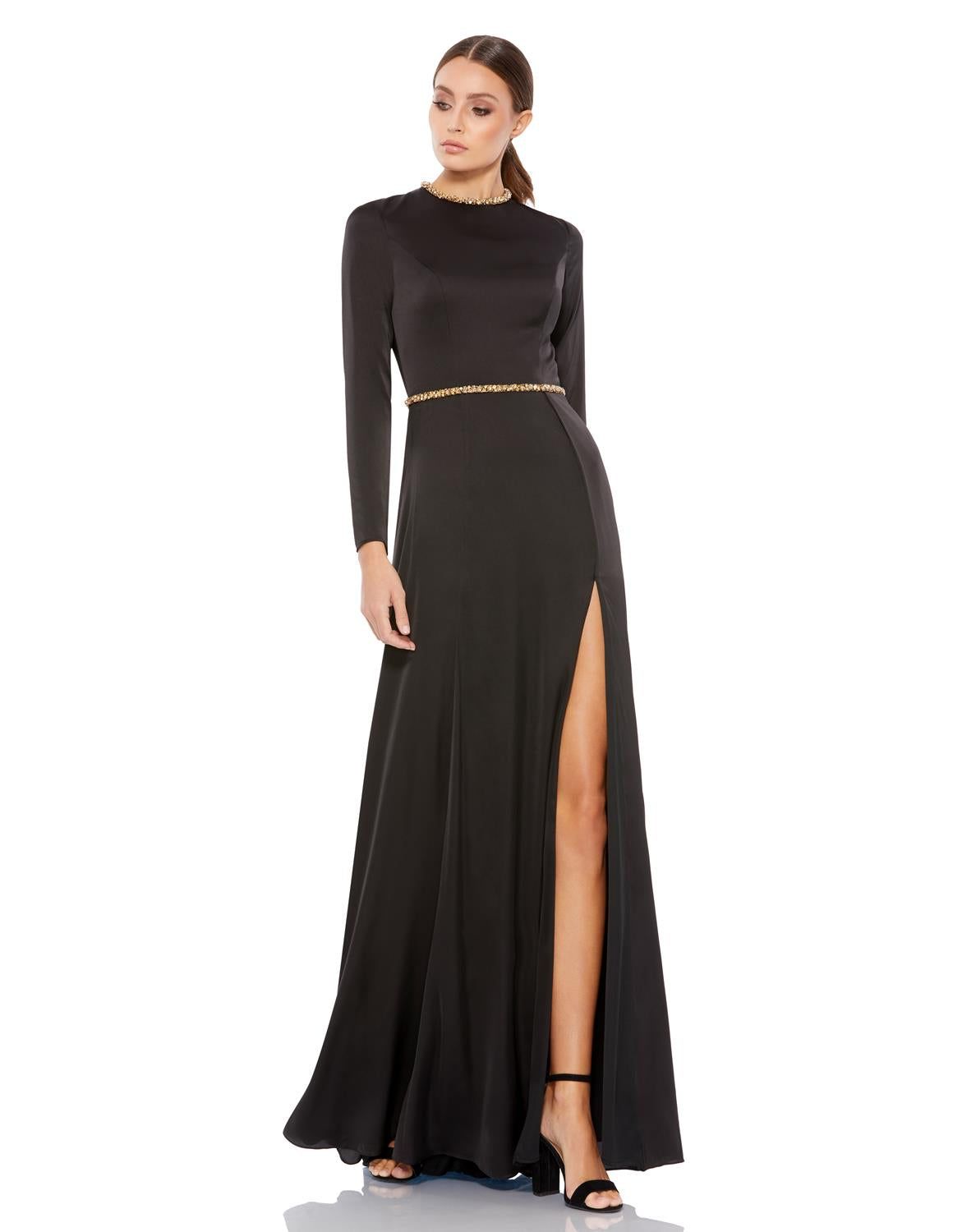 Beaded Trim High Neck Open Back Gown sold by Lord & Taylor product image thumbnail 3