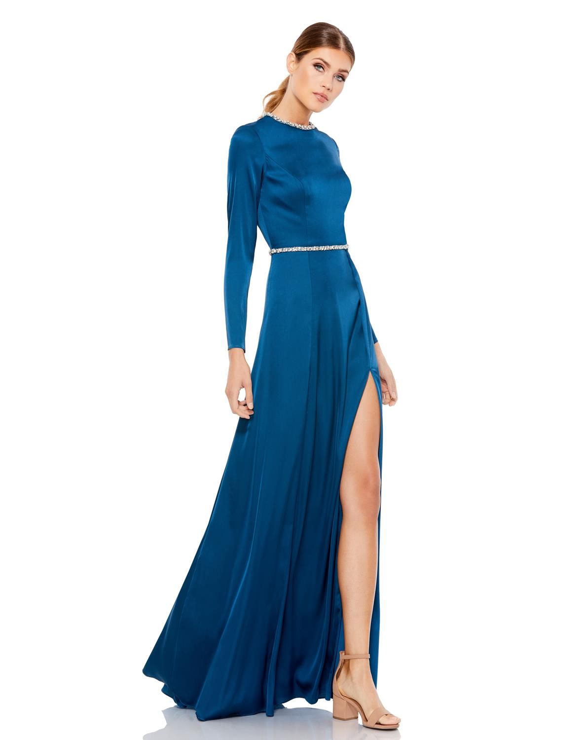 Beaded Trim High Neck Open Back Gown sold by Lord & Taylor product image thumbnail 7