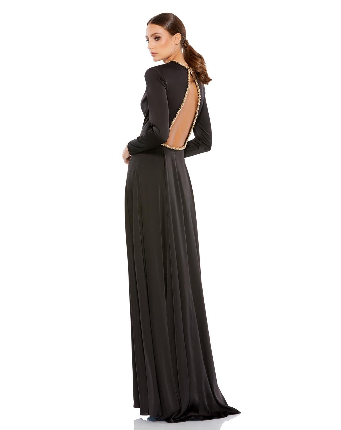 Beaded Trim High Neck Open Back Gown sold by Lord & Taylor product image thumbnail 4