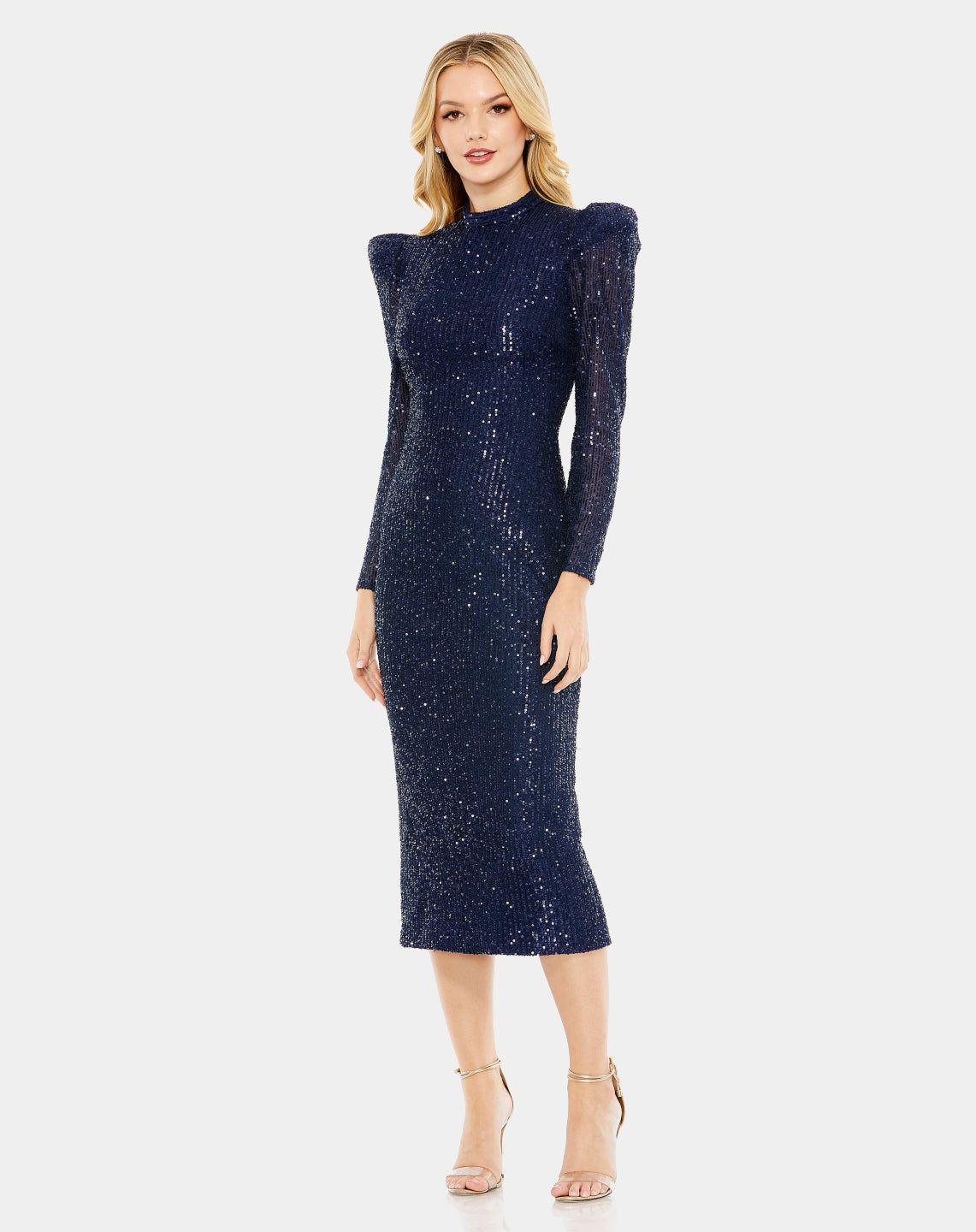 Sequined Long Sleeve High Neck Column Dress sold by Lord & Taylor