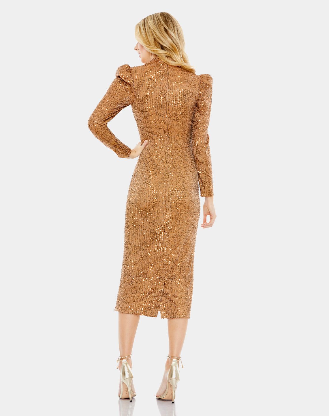 Sequined Long Sleeve High Neck Column Dress sold by Lord & Taylor product image thumbnail 3