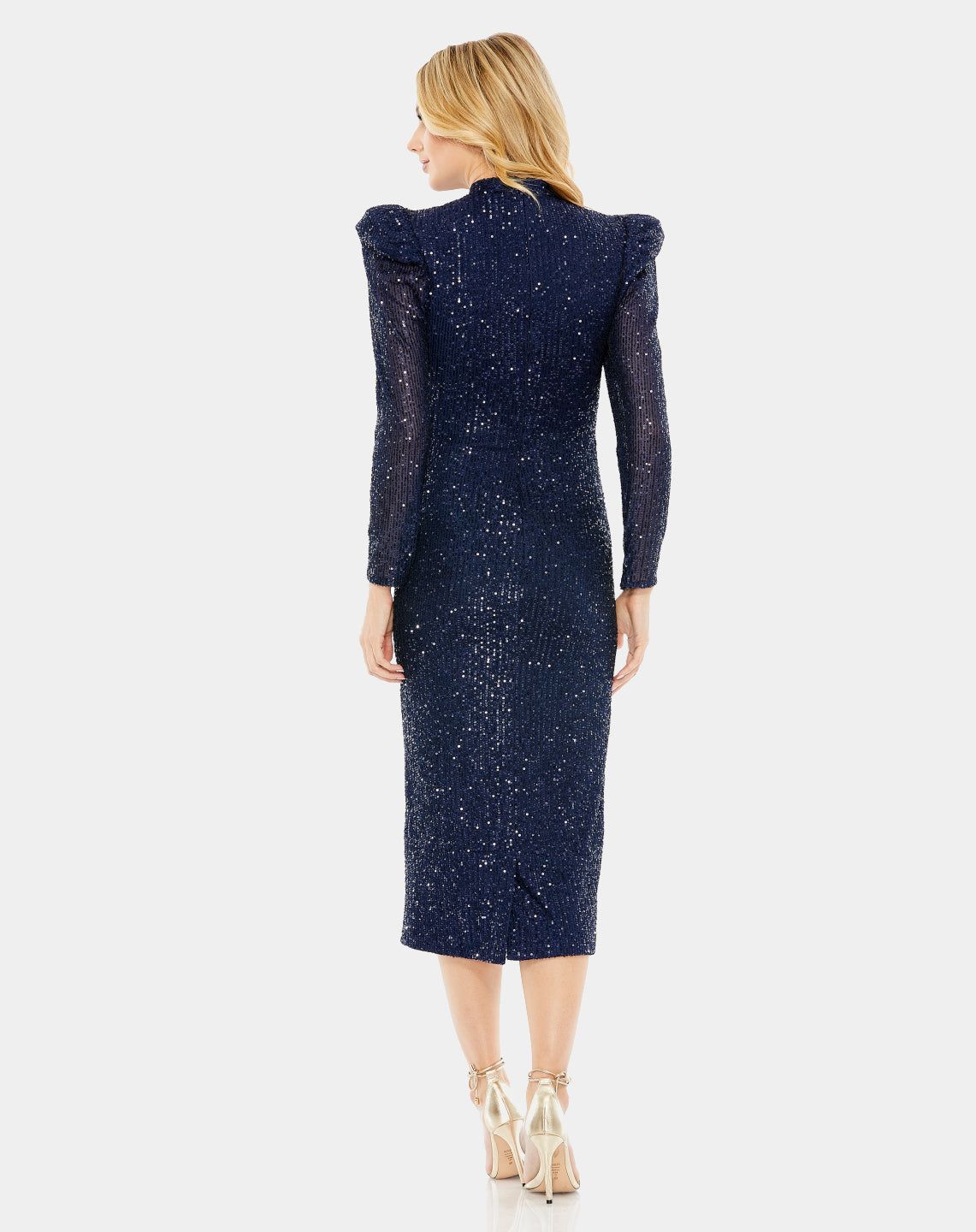 Sequined Long Sleeve High Neck Column Dress sold by Lord & Taylor product image thumbnail 7