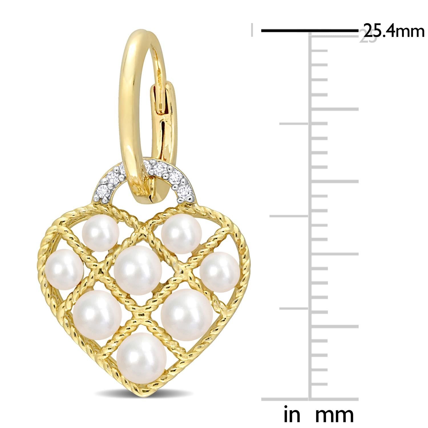 Cultured Freshwater Pearl Diamond Heart Earrings sold by Lord & Taylor product image thumbnail 2