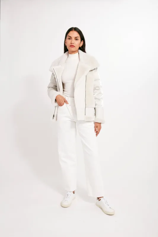 Mel Mixed Media Puffer sold by Lord & Taylor