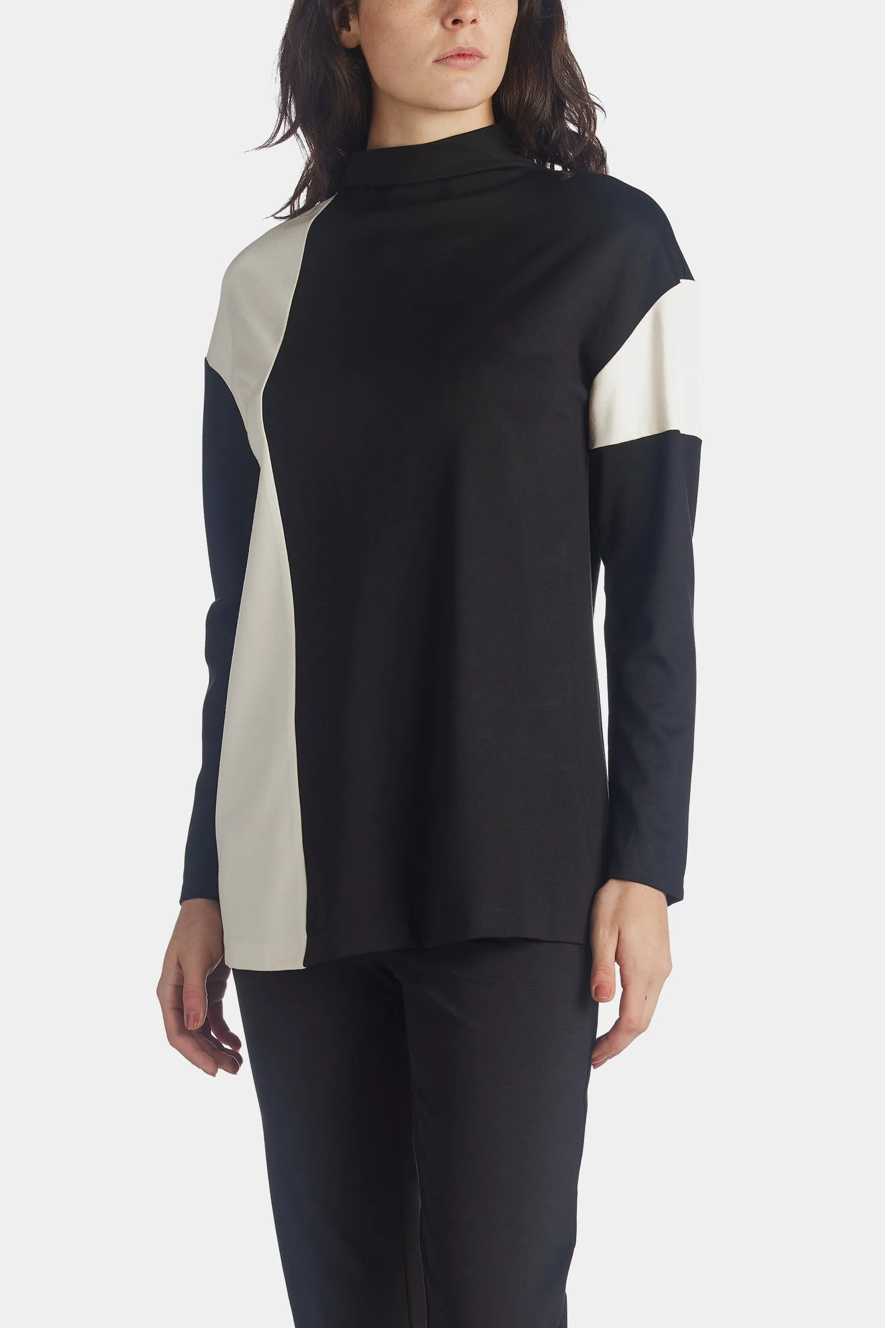 Colorblocked Drop Shoulder Mock Neck Knit Top sold by Lord & Taylor product image thumbnail 2