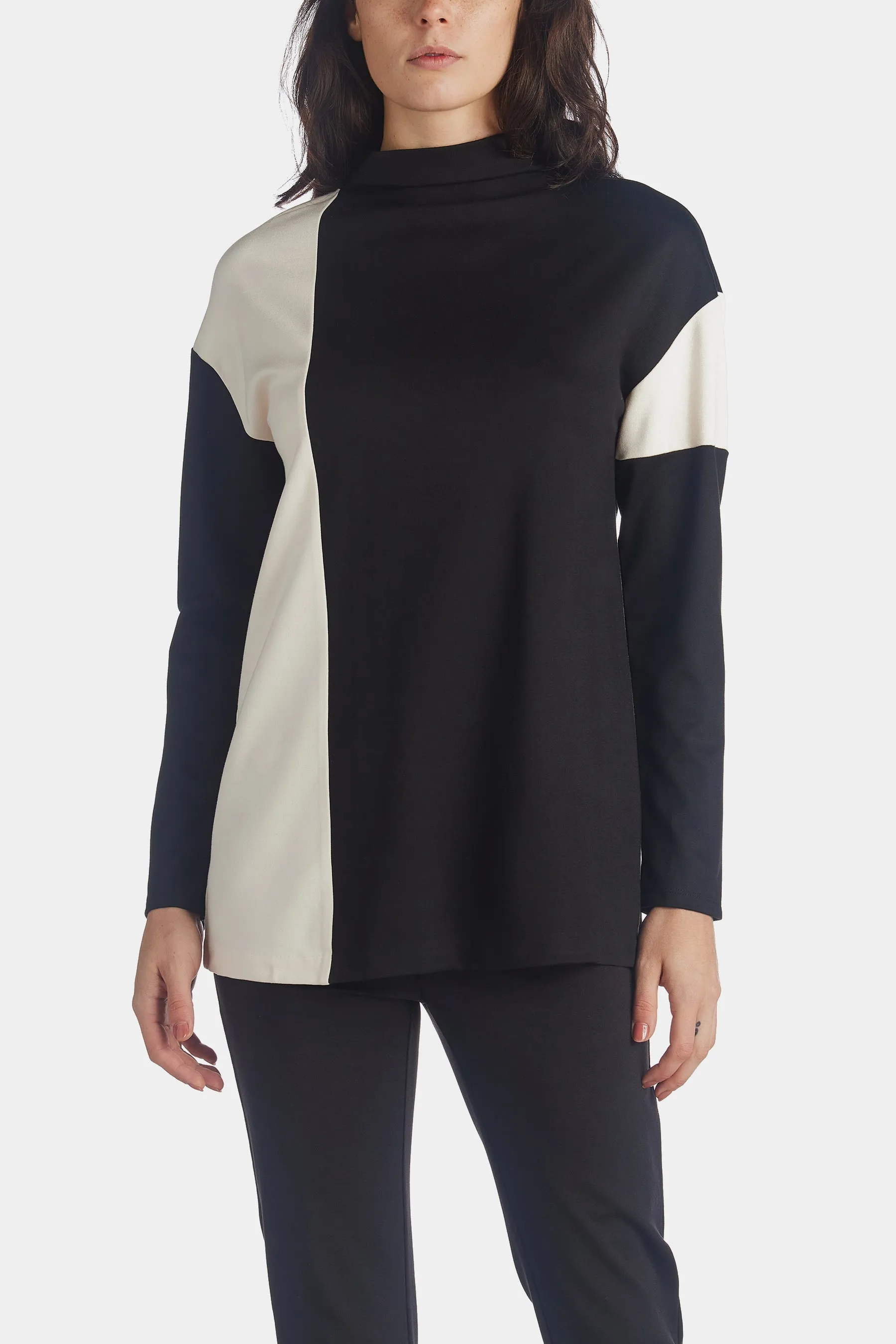 Colorblocked Drop Shoulder Mock Neck Knit Top sold by Lord & Taylor