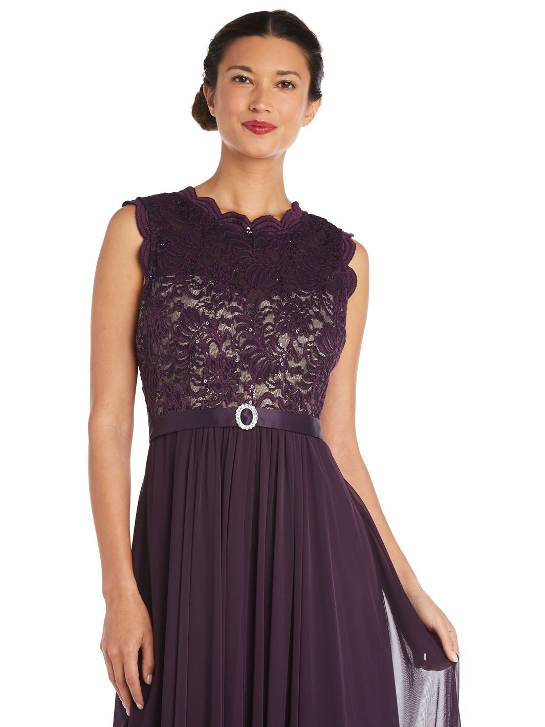 Maxi Gown with Lace Bust and Sheer Skirt, with Diamante Embellishment sold by Lord & Taylor product image thumbnail 3
