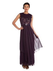 Maxi Gown with Lace Bust and Sheer Skirt, with Diamante Embellishment sold by Lord & Taylor
