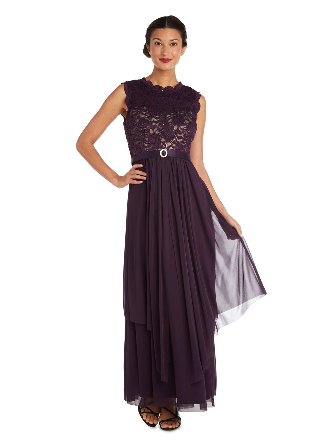 Maxi Gown with Lace Bust and Sheer Skirt, with Diamante Embellishment sold by Lord & Taylor product image thumbnail 4