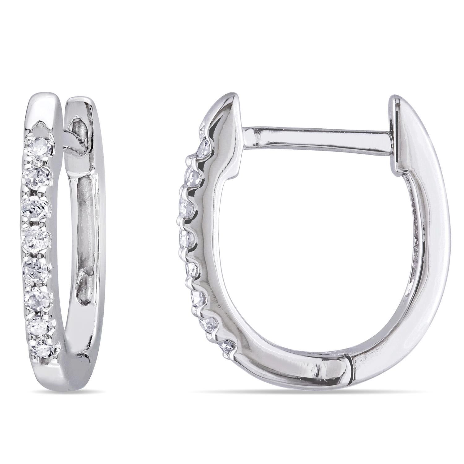 10k White Gold Diamond Hoop Earrings sold by Lord & Taylor product image thumbnail 5