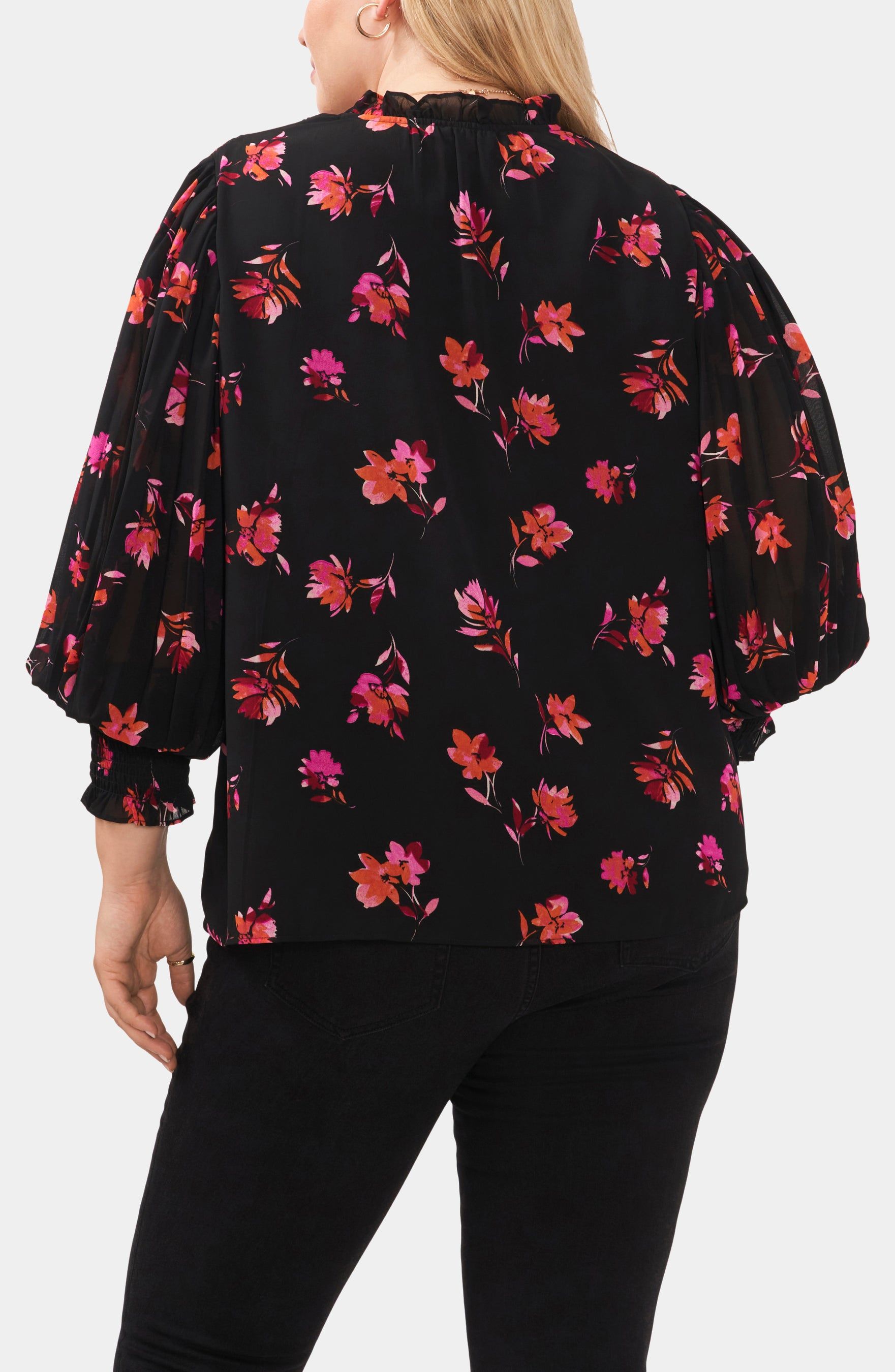 Pleated Sleeve Smocked Detail Blouse sold by Lord & Taylor product image thumbnail 3