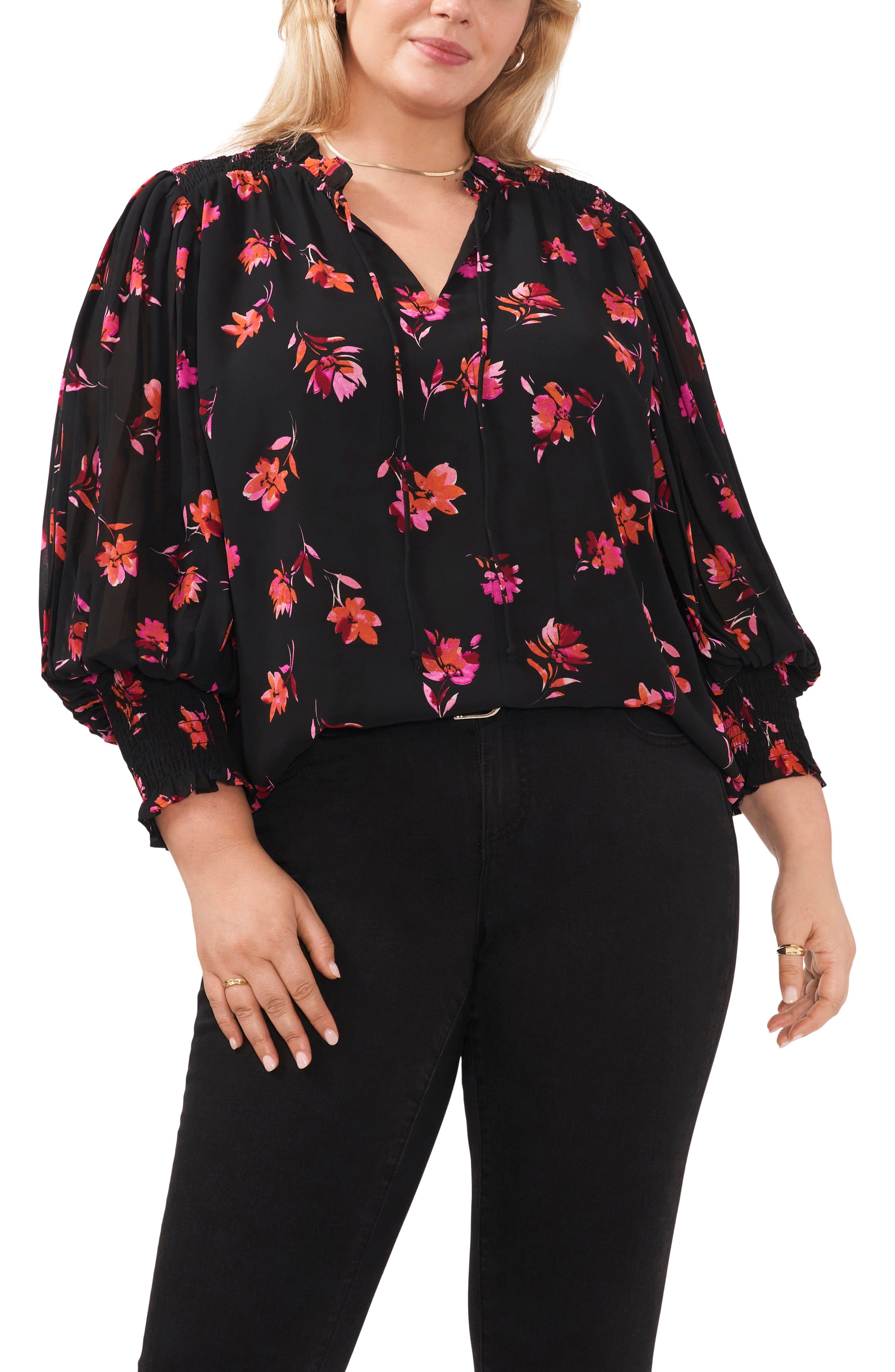 Pleated Sleeve Smocked Detail Blouse sold by Lord & Taylor product image thumbnail 6